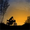 AT NIGHT ON A MOTORCYCLE